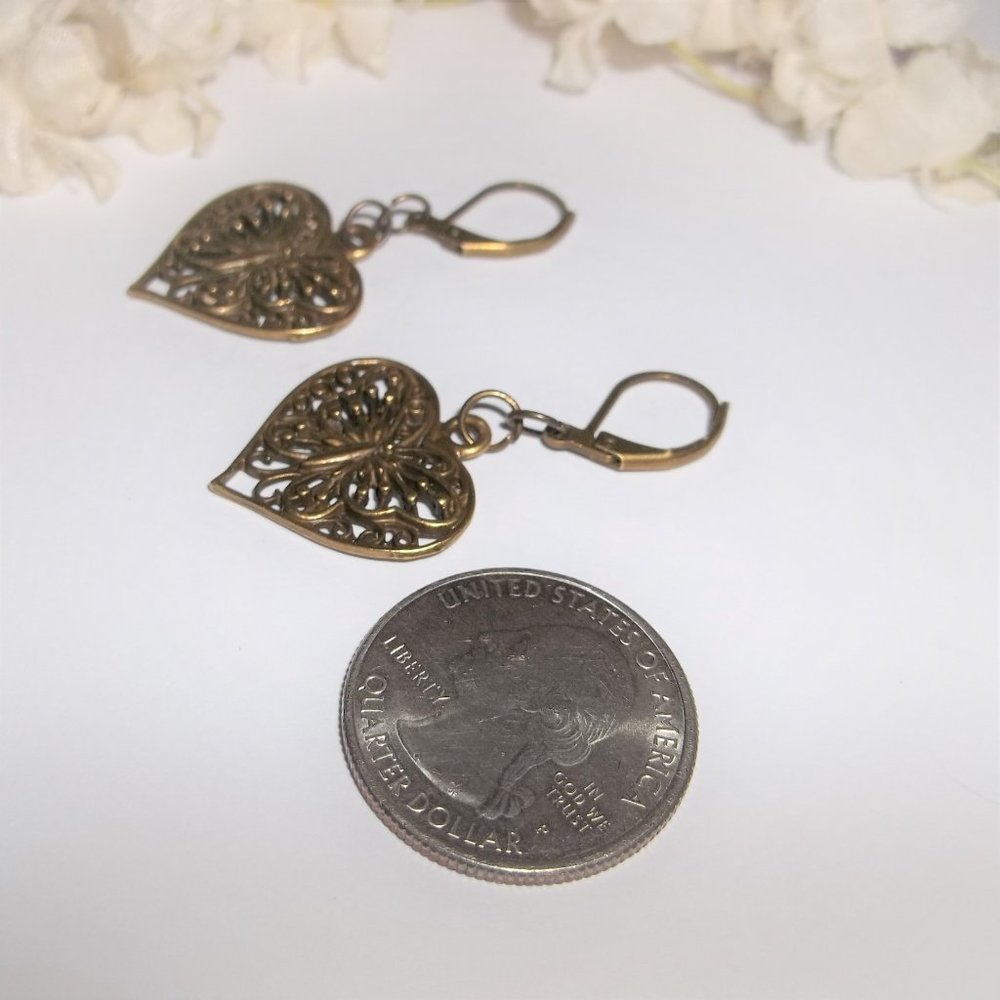Earrings Bronze Heart Butterfly Dangle Drop Earrings Set Earring Boho NWT A176 - Picture 5 of 8